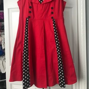 Red vintage inspired tea length dress